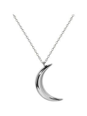 Crescent Moon Necklace High Polished Sterling Silver Pendant Necklace